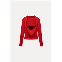 RIBBED SQUARE NECK T-SHIRT