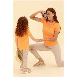 Kadın Turuncu Basic Polo Yaka Tişört