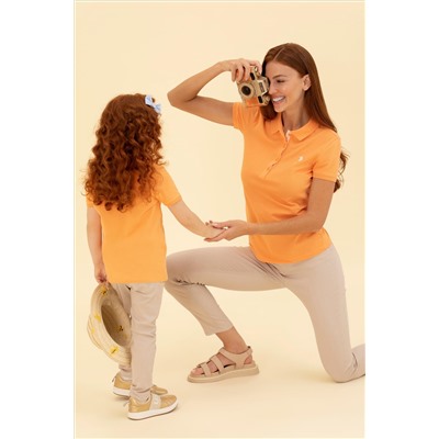 Kadın Turuncu Basic Polo Yaka Tişört