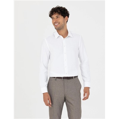 Beyaz Slim Fit Uzun Kollu Gömlek