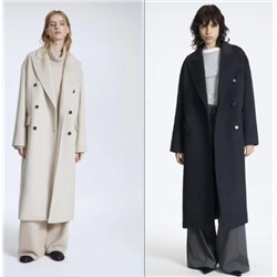 Женское Элегантное двубортное длинное шерстяное пальто с воротником из шерсти LIM*E