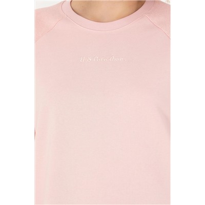 Kadın Toz Pembe Bisiklet Yaka Sweatshirt