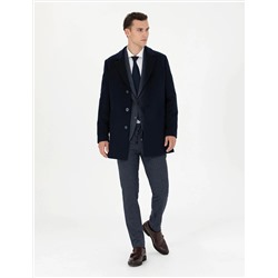 Lacivert Ex. Slim Fit Kaşe Kaban