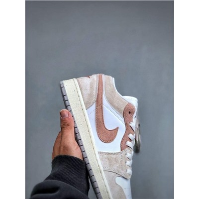 Кроссовки для баскетбола NK AIR JORDA*N 1 low "light bonearchaeo brown" 1 поколения, классические, в стиле ретро,