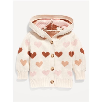 Unisex Hooded Button-Front Cardigan Sweater for Baby