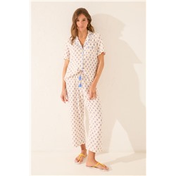 Pijama camisero largo viscosa beige