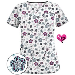 UA Wild Garden White Scrub Top