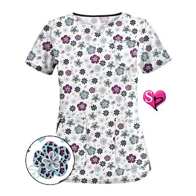 UA Wild Garden White Scrub Top