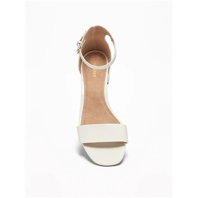 Faux-Patent Low-Heel Sandals for Women