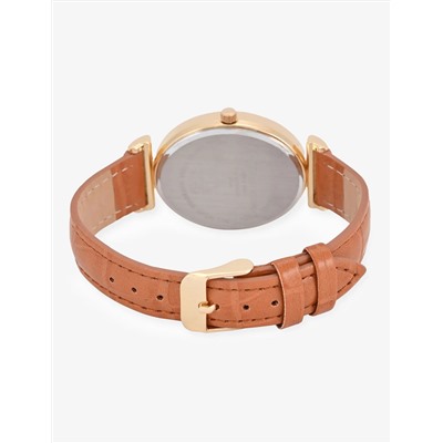 LADIES BROWN EMBOSSED STRAP WATCH