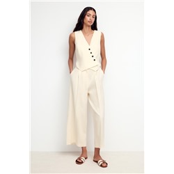 LINEN BLEND WAISTCOAT JUMPSUIT