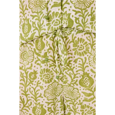 Pijama corto algodón estampado verde