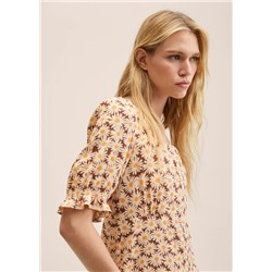 Vestido estampado manga abullonada -  Mujer | MANGO OUTLET España
