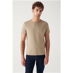 Avva, Erkek Vizon %100 Pamuk Nefes Alan Bisiklet Yaka T-shirt E001000