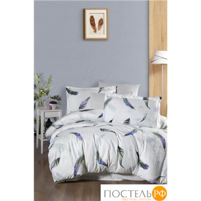 Постельное белье Карвен Stripe Satin с цветным принтом семейное N251-SB011 (7пр.)