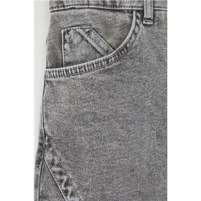 Gri Çift Yırtmaçlı Denim Etek TBBSS23AZ00056