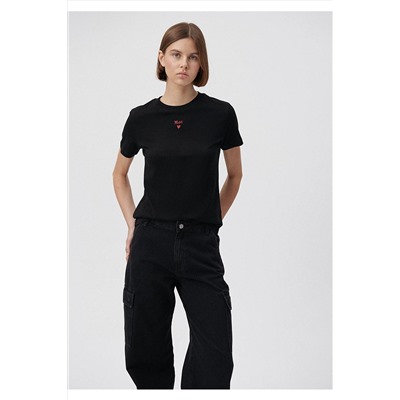 Mavi Logo Baskılı Siyah Tişört Regular Fit / Normal Kesim 1601185-900