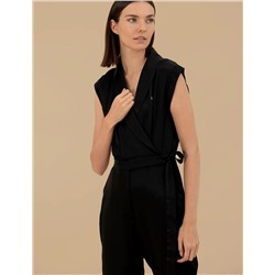Siyah Comfort Fit Dokuma Tulum