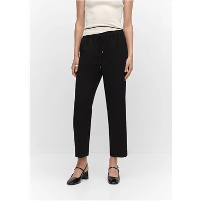 Pantalón recto fluido lazo