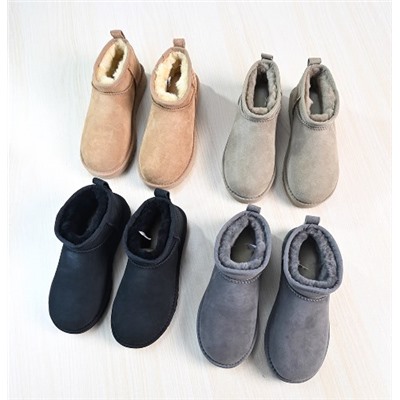 Зимние теплые замшевые короткие ботинки с нескользящей подошвой