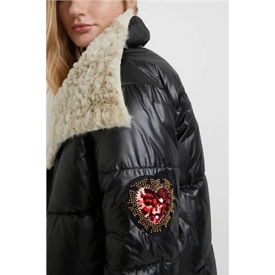 Chaqueta biker oversize acolchada borreguito