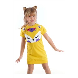 Denokids Sarı Tilki Çiçekli Kız Çocuk Sarı Elbise CFF-22Y1-033