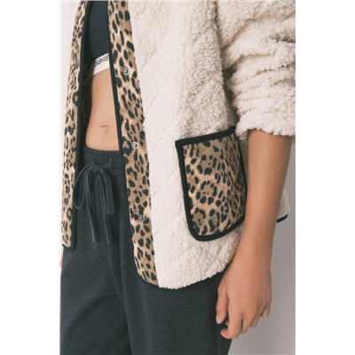 Chaqueta corta reversible animal print