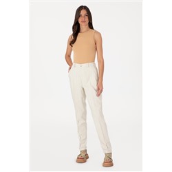 Kadın Su Yeşili Carrot High Waist Kanvas Pantolon