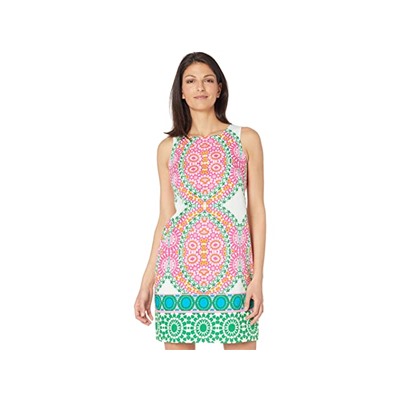 London Times Flower Tile Sleeve Sleeveless Shift