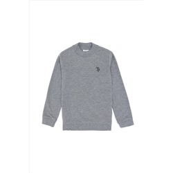 Erkek Çocuk Gri Melanj Basic Bisiklet Yaka Sweatshirt