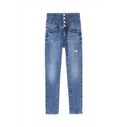 Vaquero skinny fit de tiro alto Azul