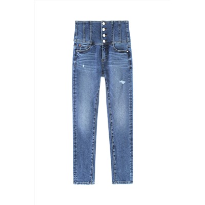 Vaquero skinny fit de tiro alto Azul