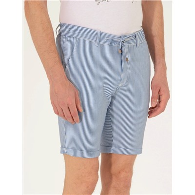 Koyu Mavi Slim Fit Beli Lastikli Şort Şort