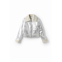 Chaqueta aviador metalizada doble faz
