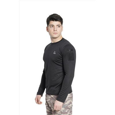 VogelTactical Uzun Kollu Yakasız Siyah Taktik Tşört