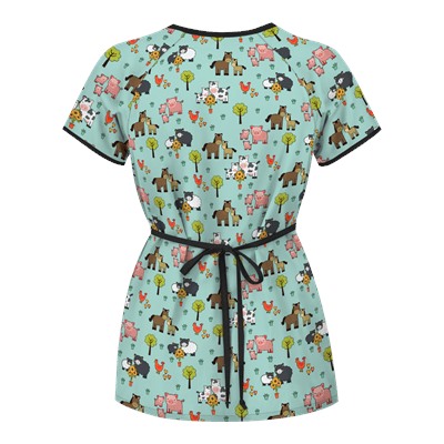 UA Country Time Cool Blue Mock Wrap Scrub Top