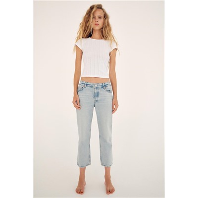 TRF STRAIGHT LOW-RISE CROPPED JEANS