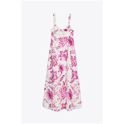PRINTED DRESS WITH CUTWORK EMBROIDERY