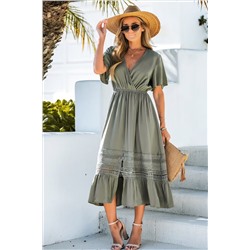 Surplice Lace Trim Maxi Dress
