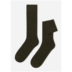 Kurze gerippte Herrensocken mit Wolle und Cashmere