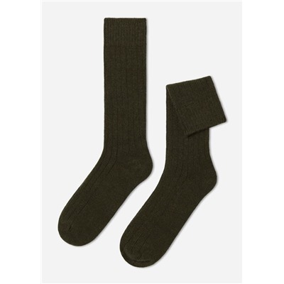 Kurze gerippte Herrensocken mit Wolle und Cashmere
