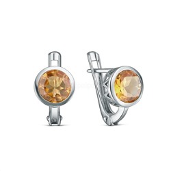 Кольцо из серебра с цитрином родированное 925 пробы GTR-3366-C