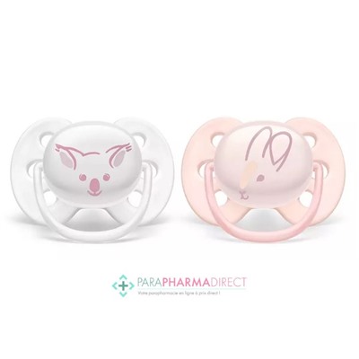 Avent Sucettes Ultra Soft 0-6 mois Koala & Lapin x2