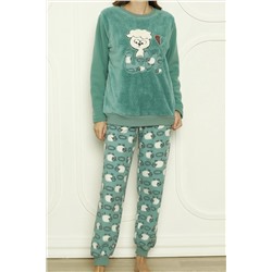 Nicoletta Kadın Peluş Pijama Takimi Welsoft YEŞİL 94113