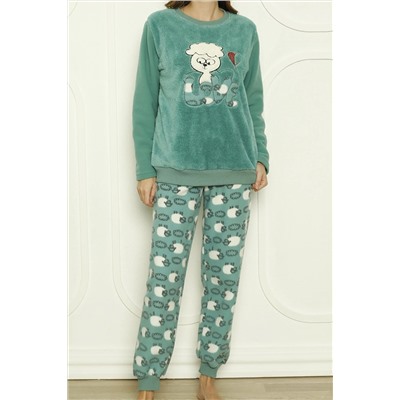 Nicoletta Kadın Peluş Pijama Takimi Welsoft YEŞİL 94113