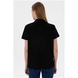 Kadın Siyah Basic Polo Yaka Tişört