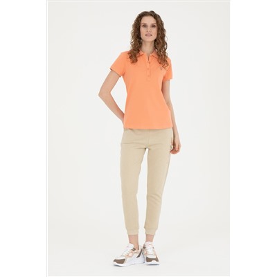 Kadın Somon Basic Polo Yaka Tişört