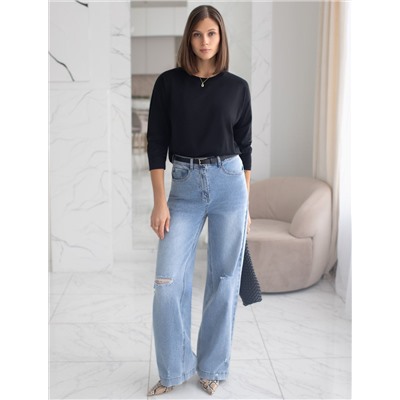 Базовый лонгслив из премиального хлопка с эластаном