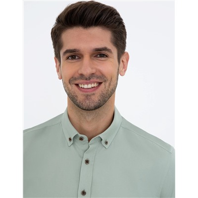 Su Yeşili Regular Fit Uzun Kollu Gömlek