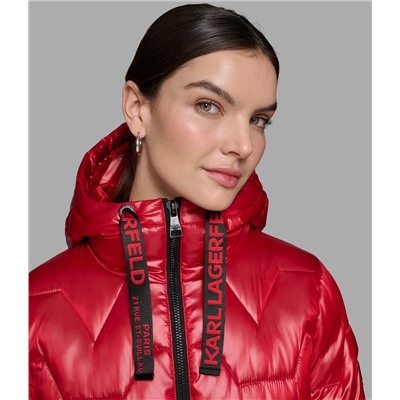 CHEVRON QUILTED MIDI PUFFER